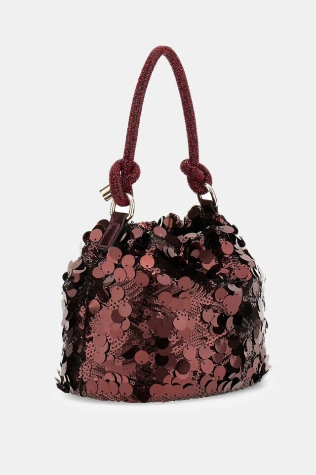 Guess Holiday Shine Mini El Çantası Bordo