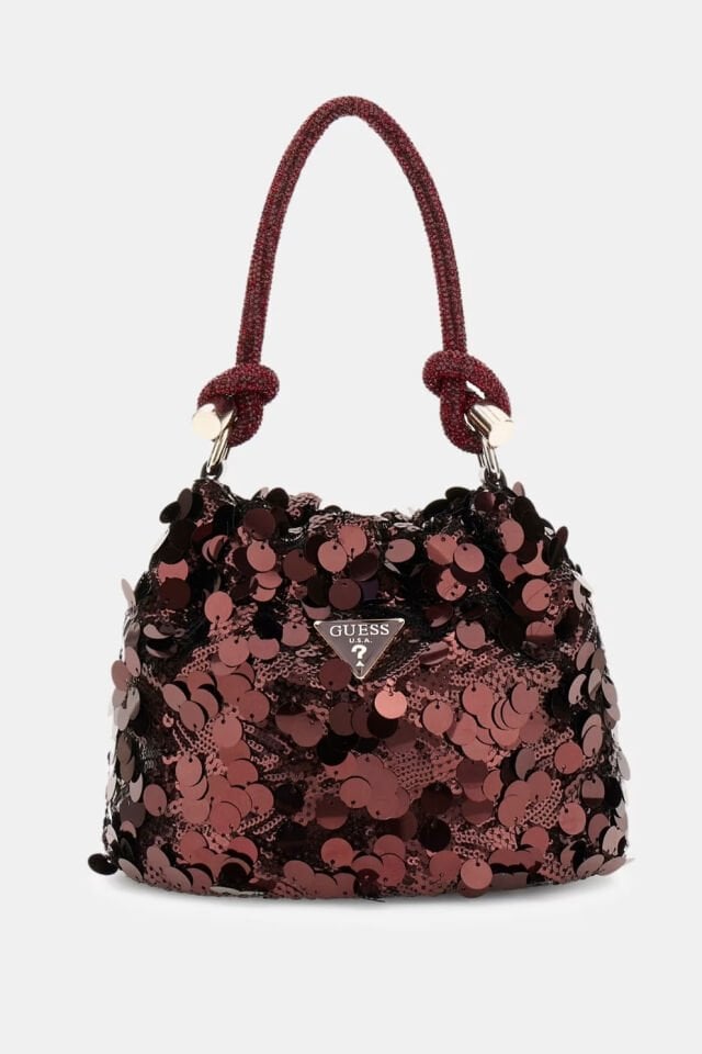 Guess Holiday Shine Mini El Çantası Bordo