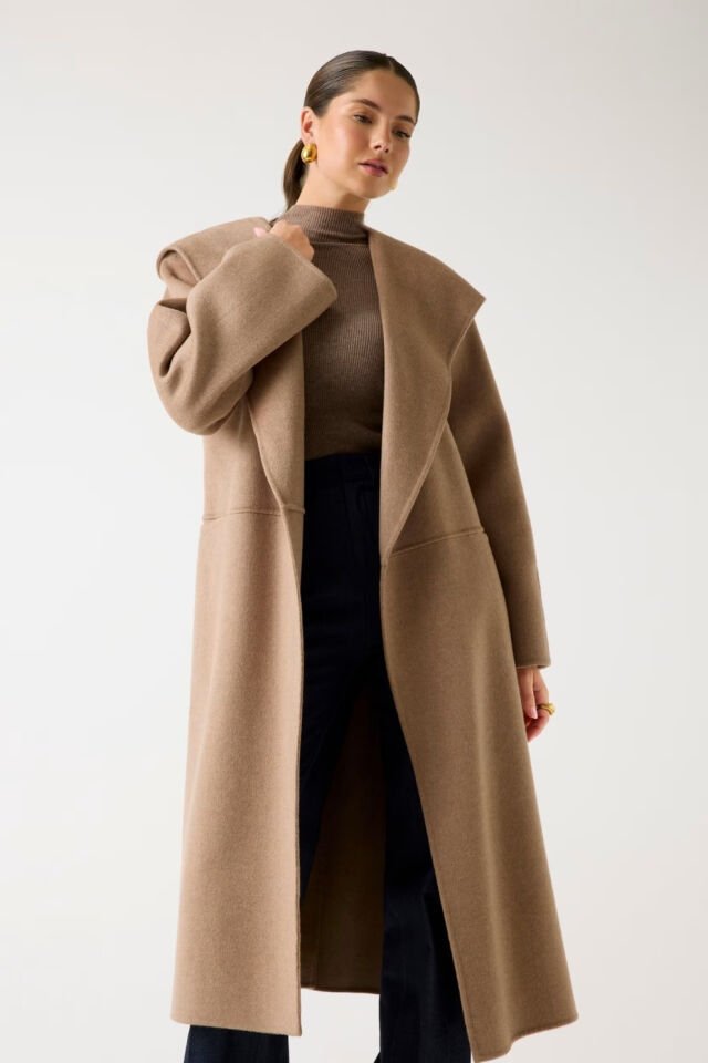 Guess Marciano Yün Karışımlı Kapüşonlu Palto Kahverengi