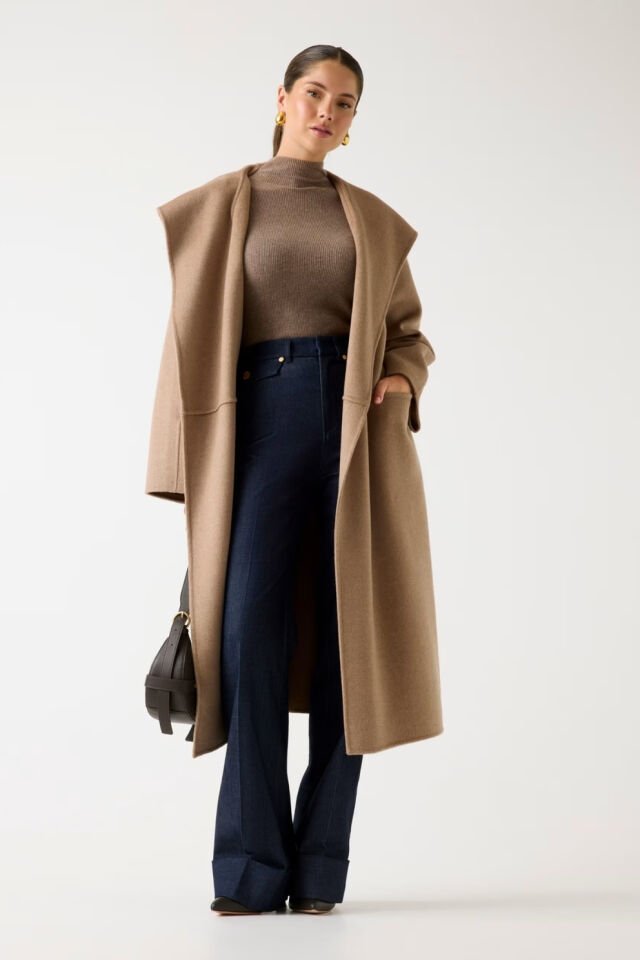 Guess Marciano Yün Karışımlı Kapüşonlu Palto Kahverengi