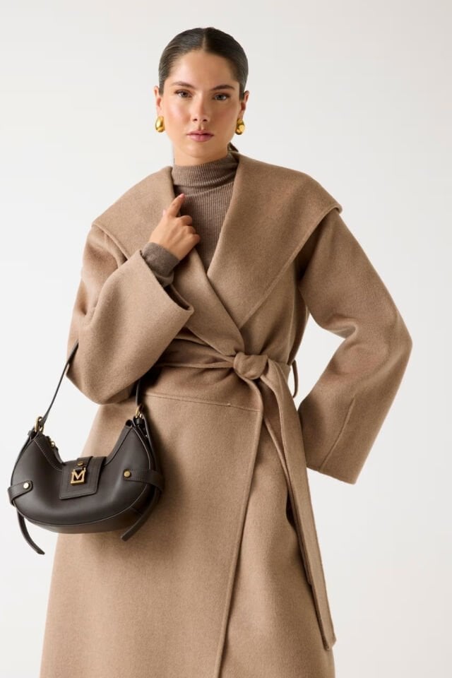 Guess Marciano Yün Karışımlı Kapüşonlu Palto Kahverengi