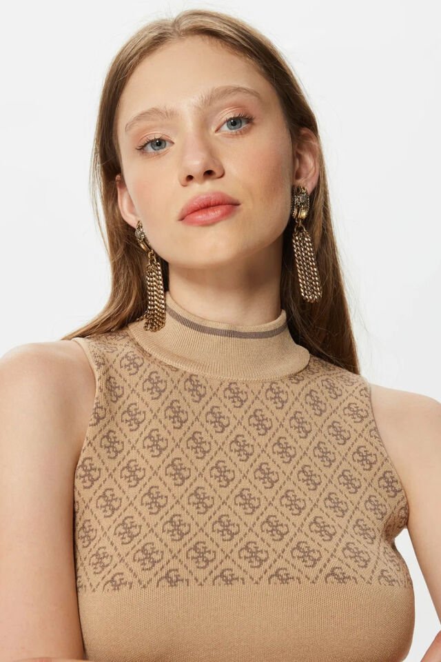 Guess Lise 4G Logo Kadın Kahverengi Süveter