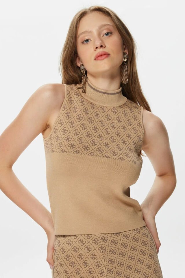 Guess Lise 4G Logo Kadın Kahverengi Süveter