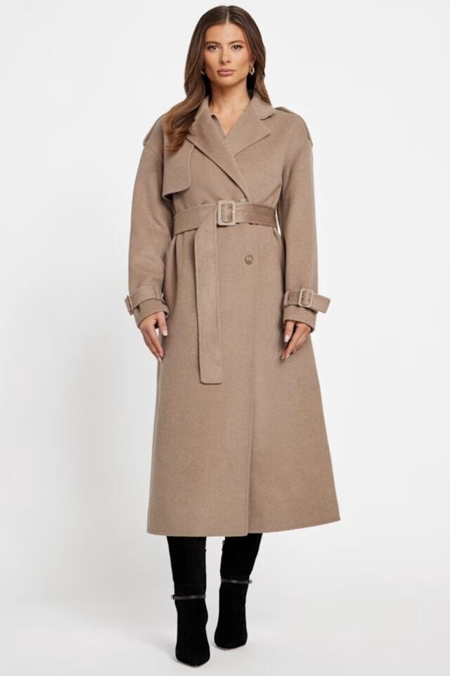 Guess Marciano Yün Karışımlı Palto Kahverengi