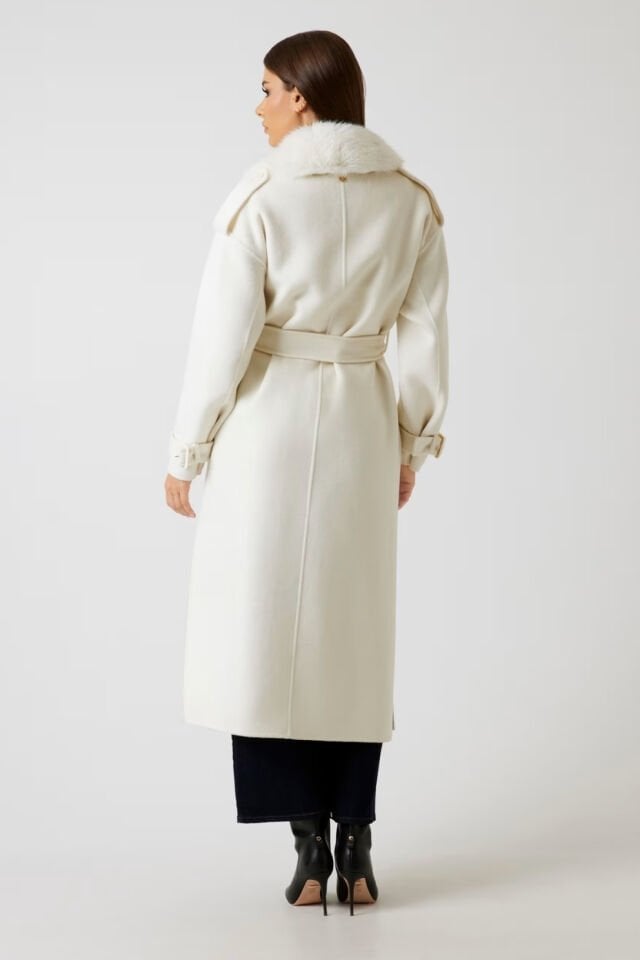 Guess Marciano Yün Karışımlı Palto Krem