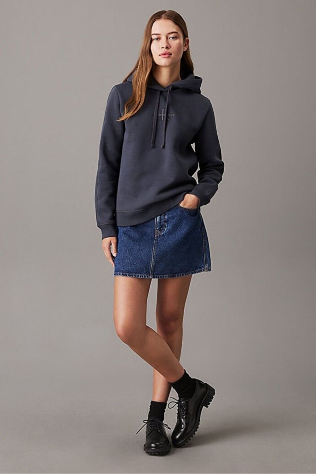 Calvin Klein Kadın Regular Hoodie Sweatshirt Lacivert