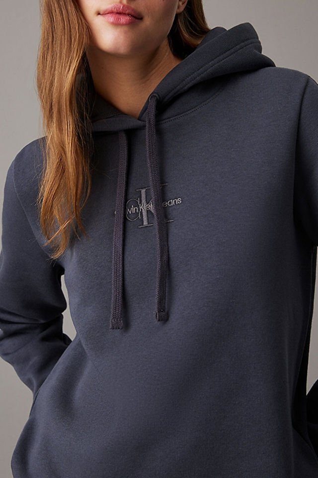 Calvin Klein Kadın Regular Hoodie Sweatshirt Lacivert