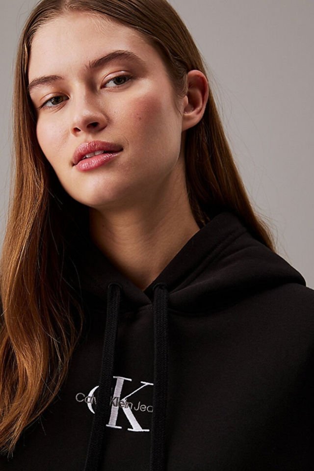Calvin Klein Kadın Regular Hoodie Sweatshirt Siyah
