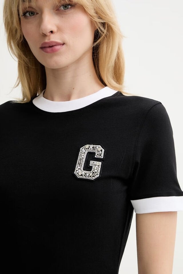 Guess Logo Patch Tişört Siyah