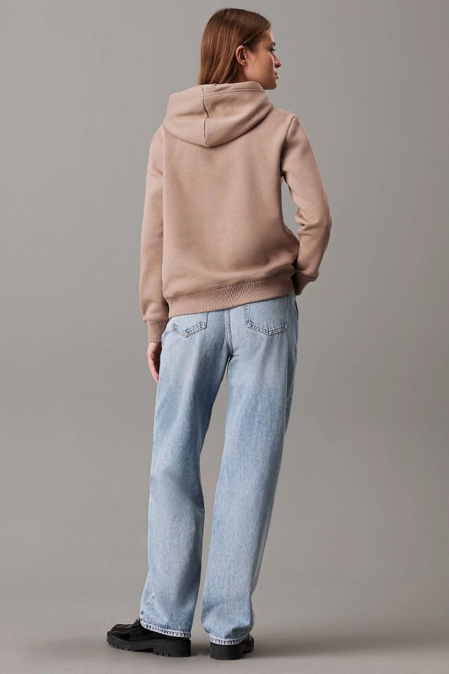 Calvin Klein Kadın Regular Hoodie Sweatshirt Açık Kahverengi