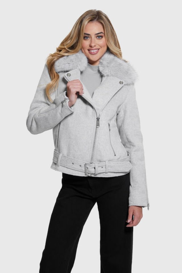 Guess Yünlü Biker Ceket Gri