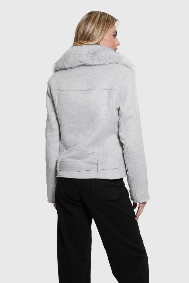 Guess Yünlü Biker Ceket Gri
