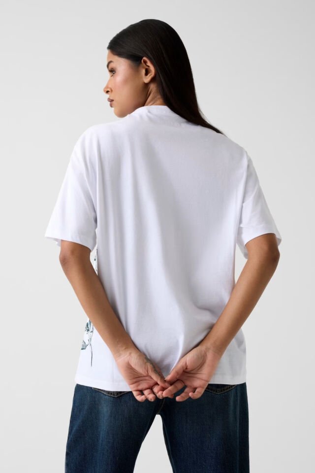 Guess Baskılı Maxi Tişört Beyaz