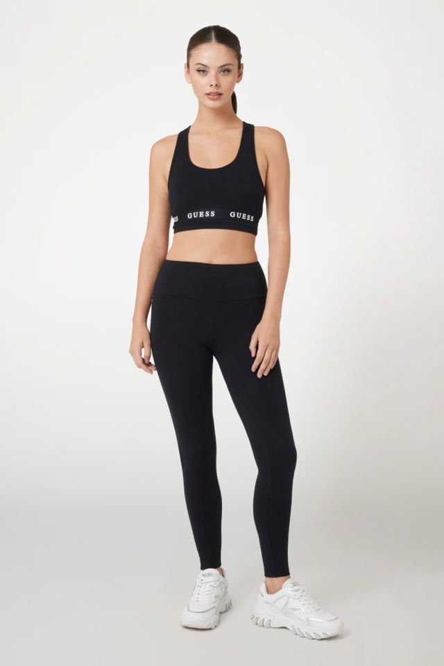 Guess Logo Şeritli Tayt Siyah