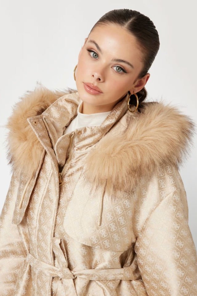 Guess 4G Logolu Parka Krem