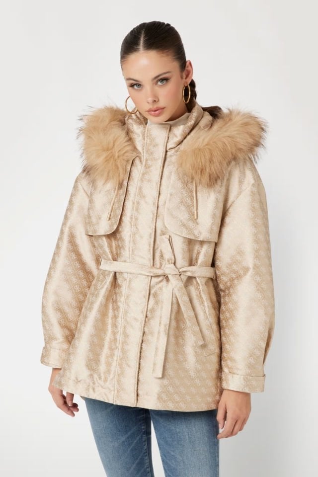 Guess 4G Logolu Parka Krem