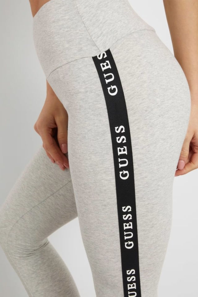 Guess Logo Şeritli Tayt Gri