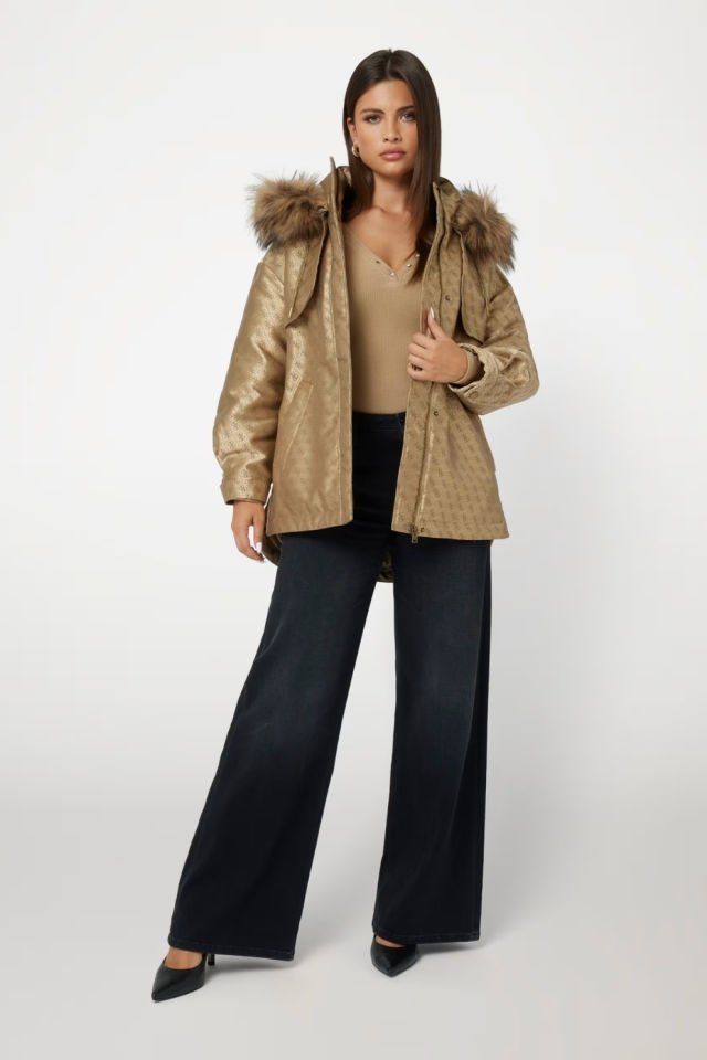 Guess 4G Logolu Parka Kahverengi