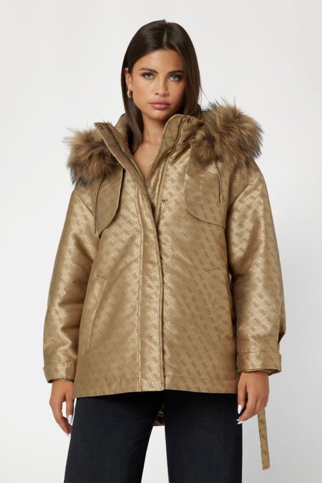 Guess 4G Logolu Parka Kahverengi