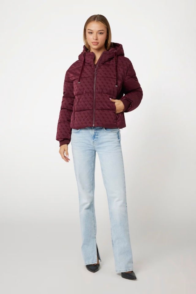 Guess 4G Logolu Şişme Mont Kırmızı