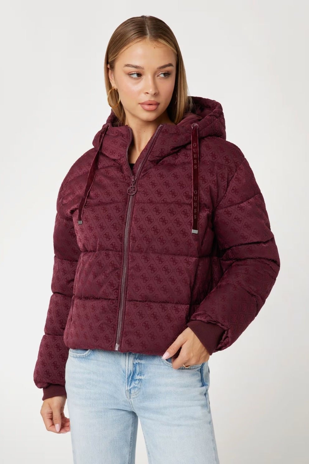 Guess 4G Logolu Şişme Mont Kırmızı