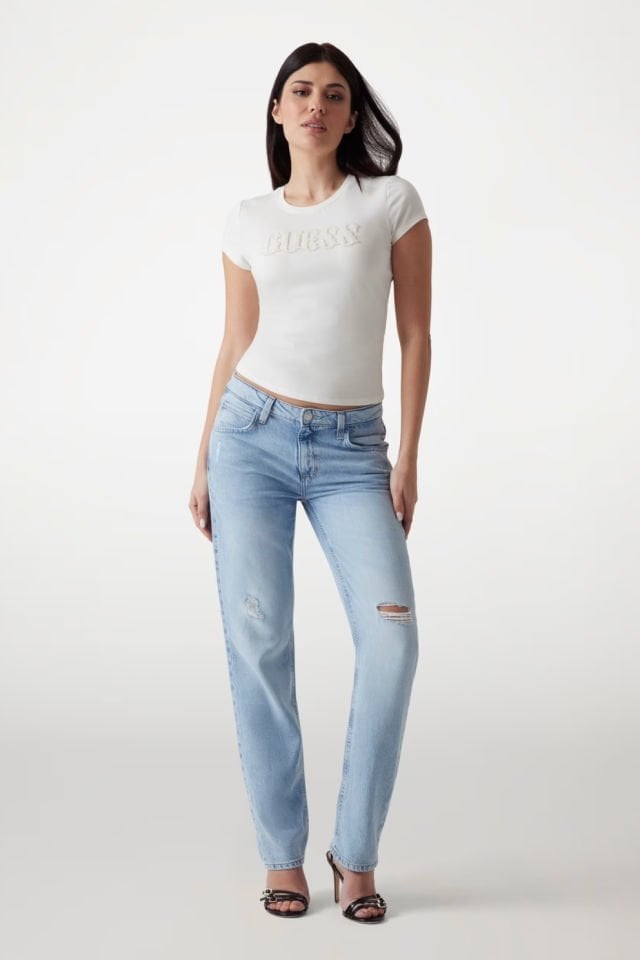 Guess Önü Logolu T-shirt Beyaz