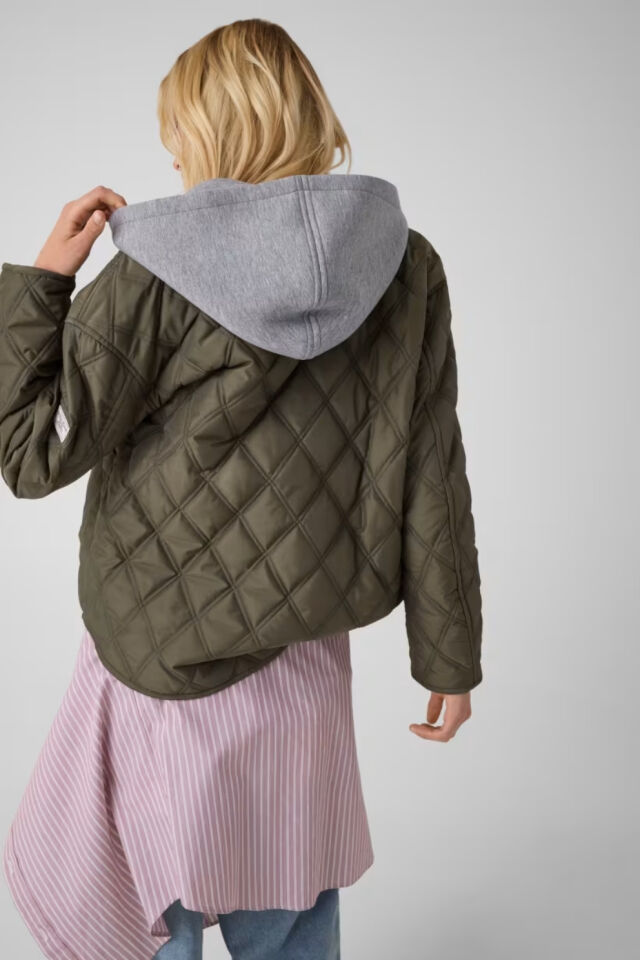 Guess Kapüşonlu Kapitone Ceket Yeşil
