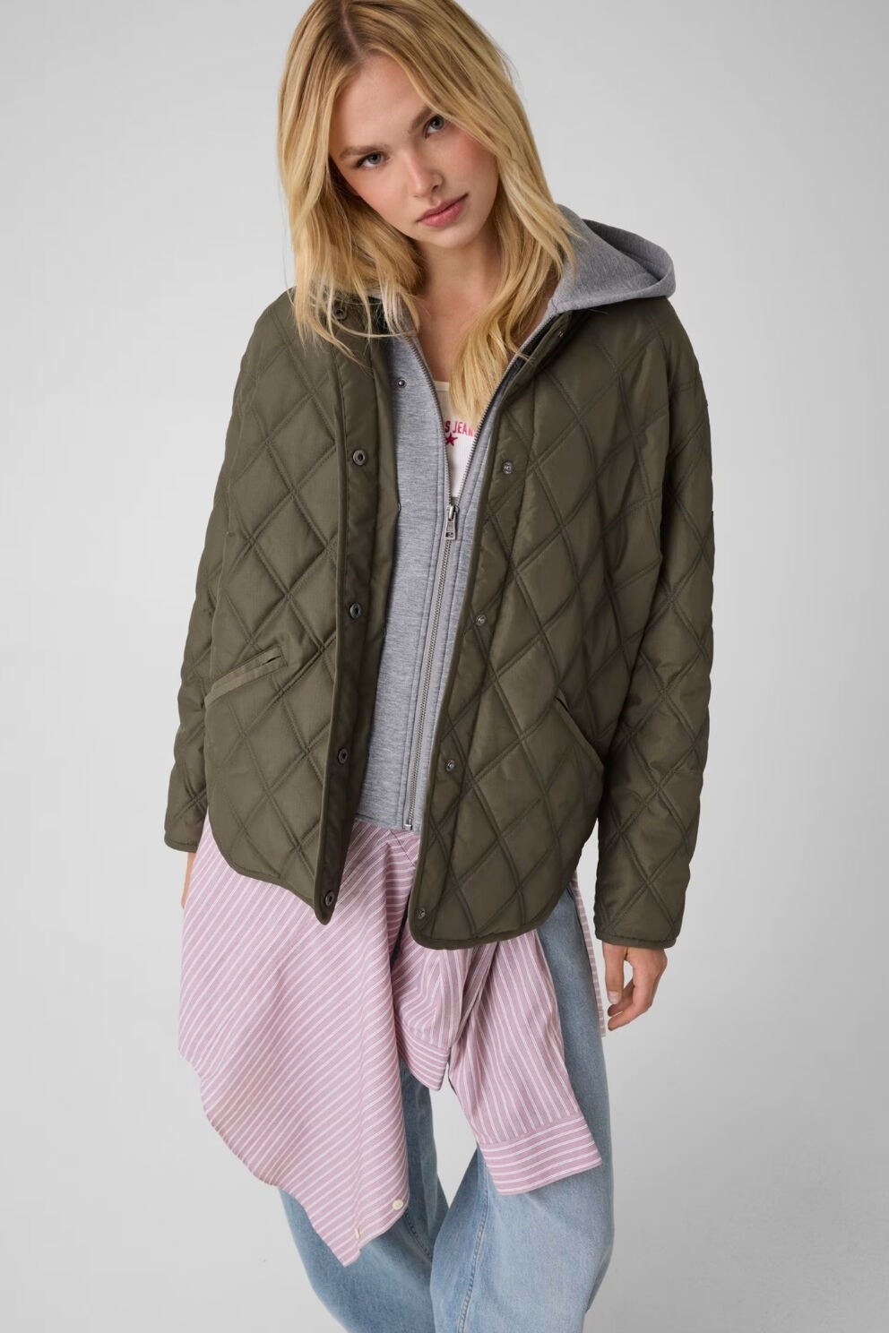 Guess Kapüşonlu Kapitone Ceket Yeşil