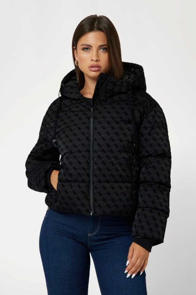 Guess 4G Logolu Şişme Mont Siyah