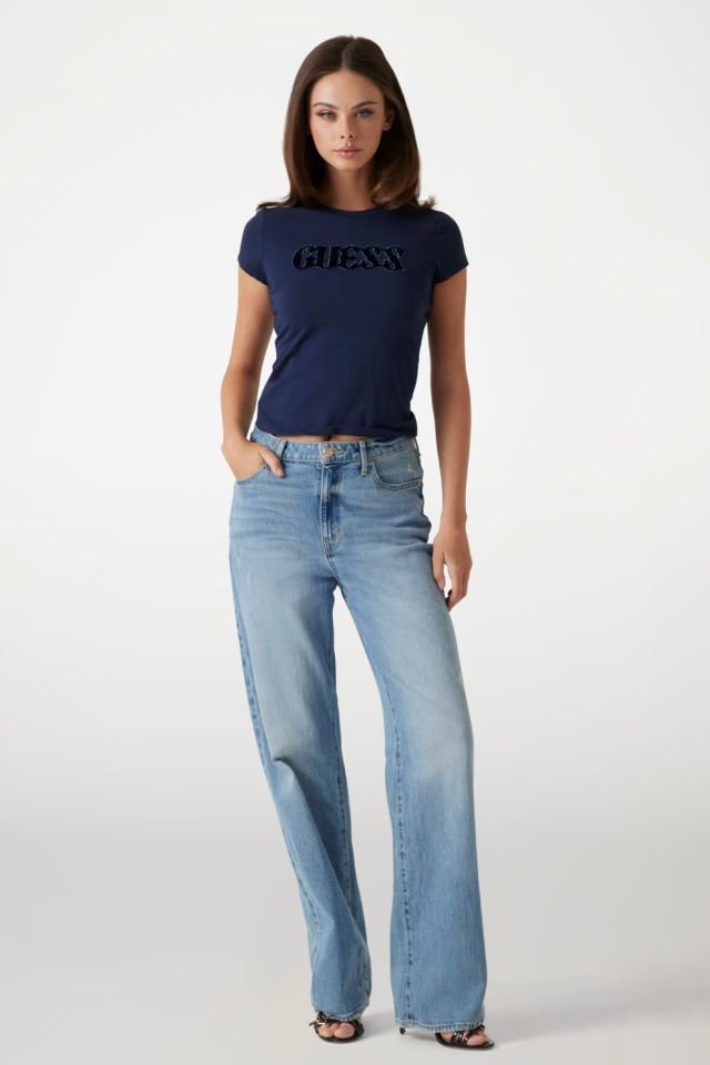 Guess Önü Logolu T-shirt Mavi