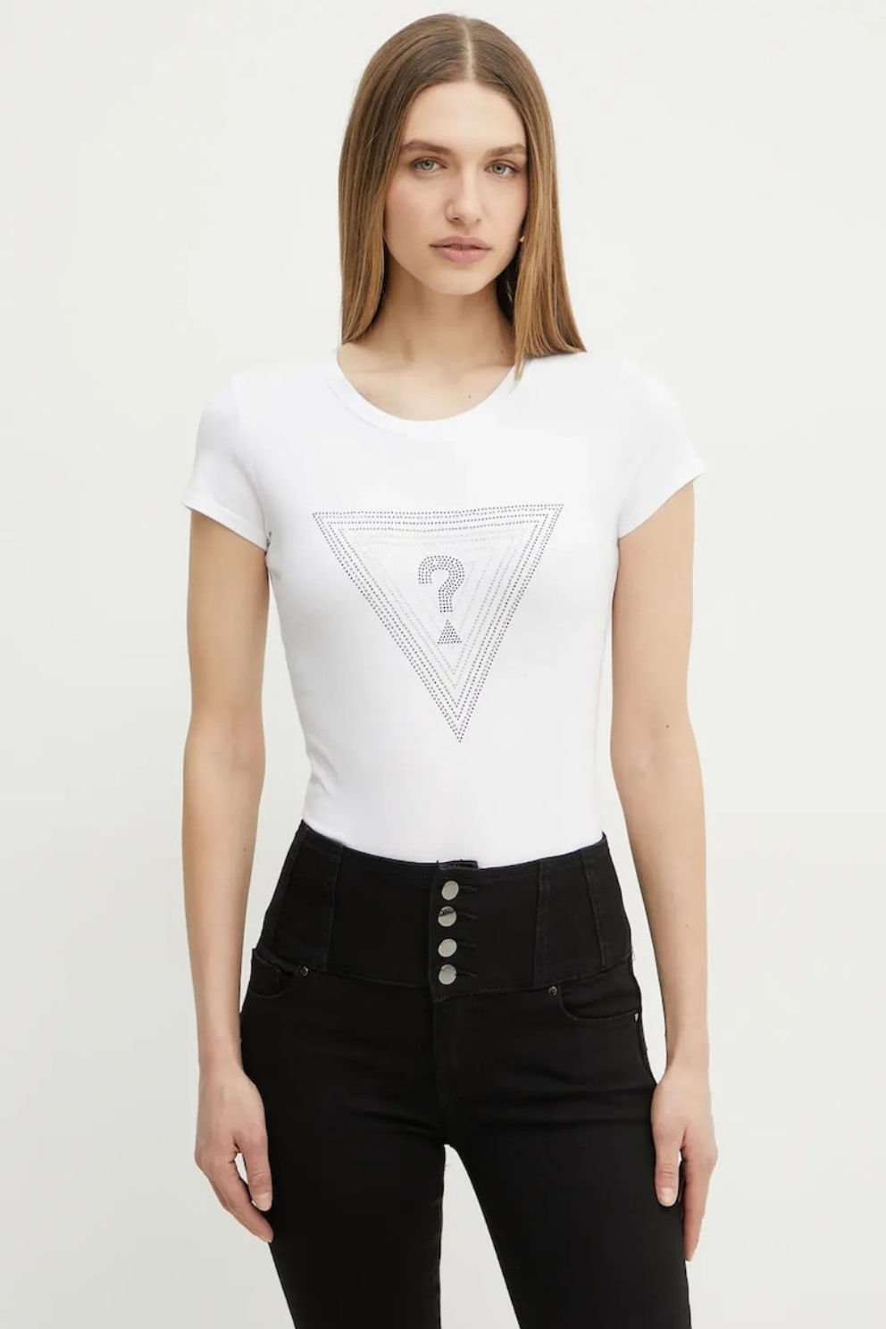 Guess Ss Triangle Kadın Tişört Beyaz