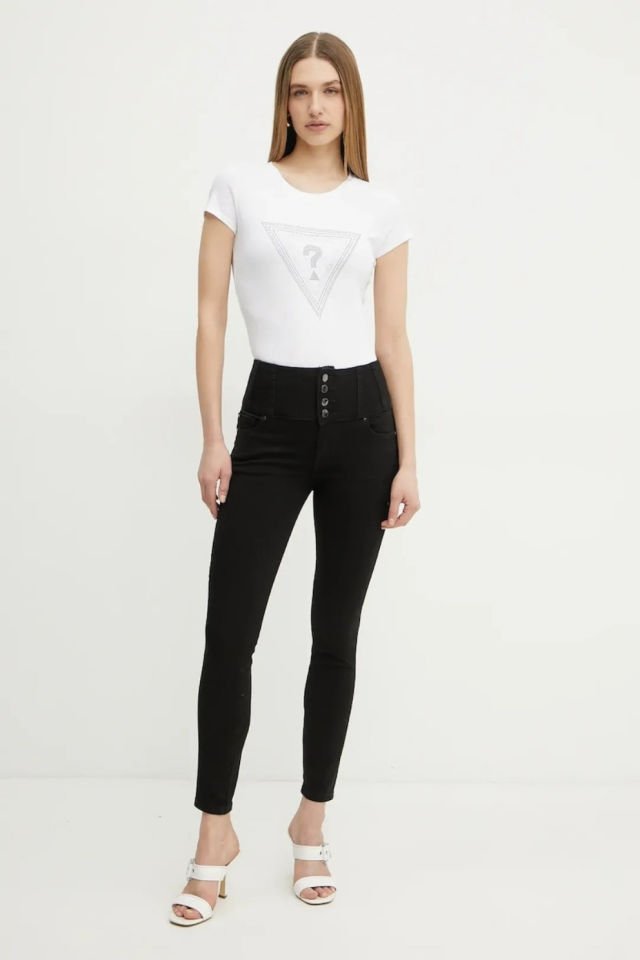 Guess Ss Triangle Kadın Tişört Beyaz