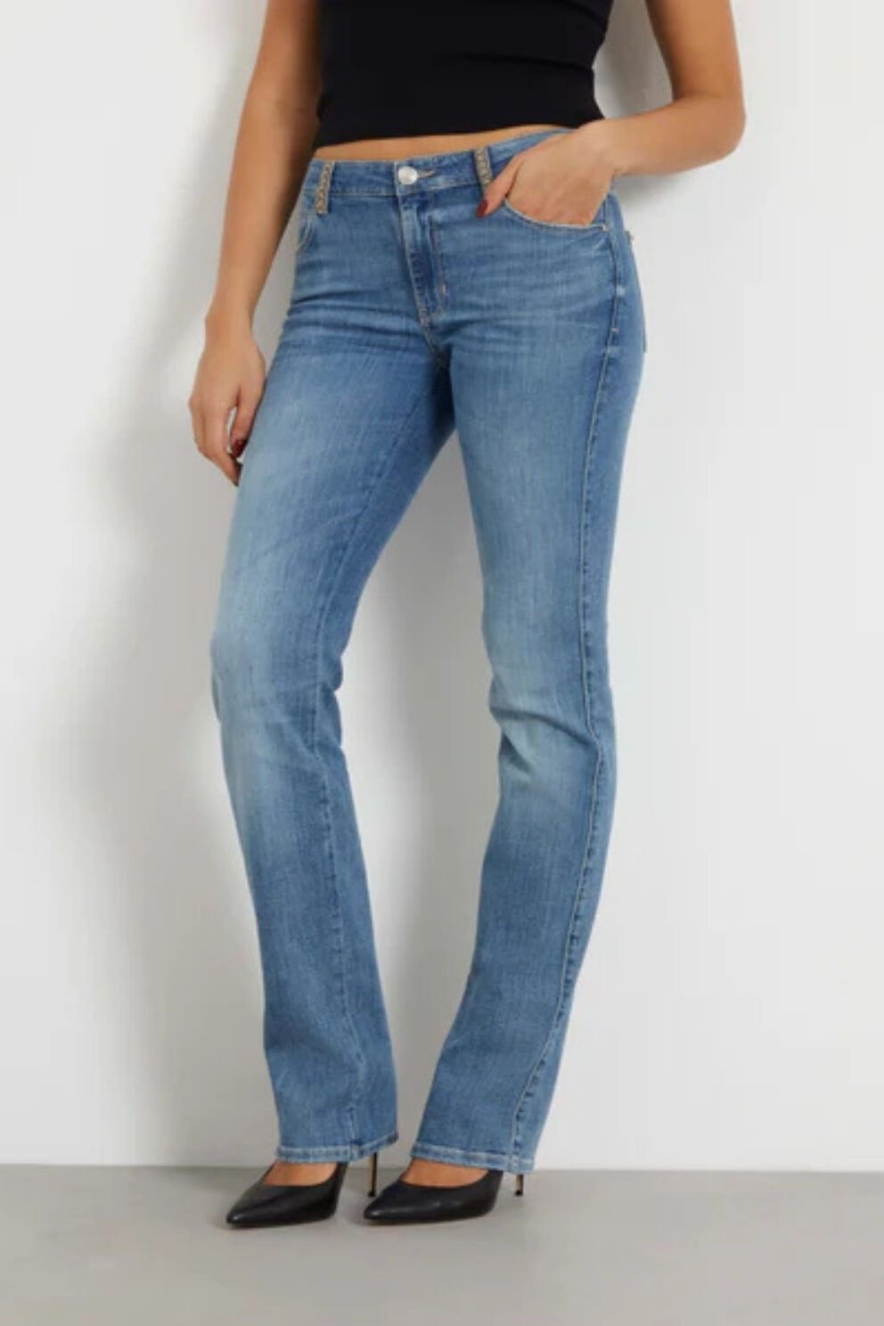 Guess Orta Bel Düz Kesim Kot Pantolon Kadın