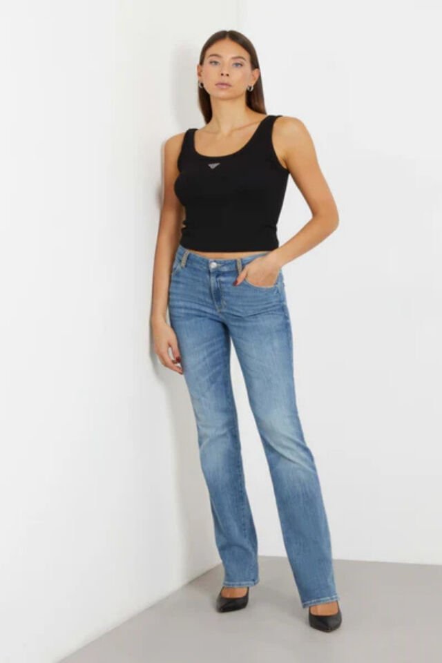 Guess Orta Bel Düz Kesim Kot Pantolon Kadın