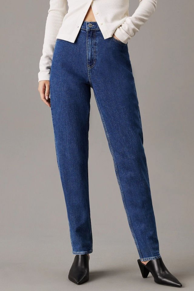 Calvin Klein Kadın Yüksek Bel Düz Model Denim Lacivert Jeans
