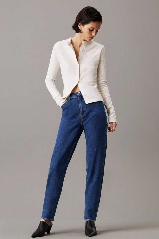 Calvin Klein Kadın Yüksek Bel Düz Model Denim Lacivert Jeans