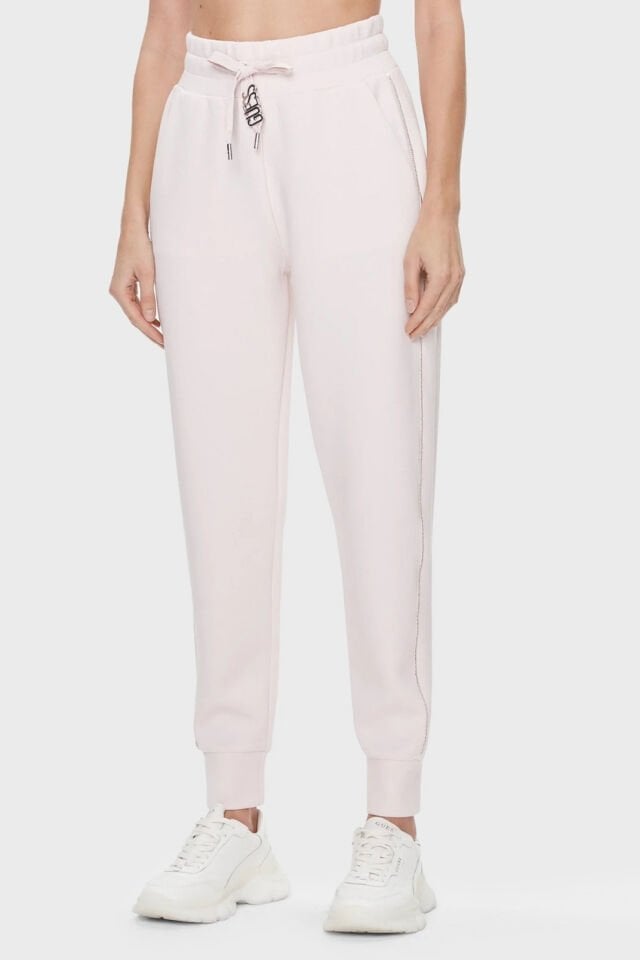 Guess Logo Regular Fit Jogger Spor Bayan Pantolon Pudra