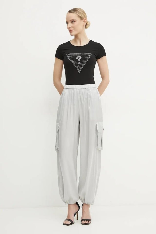 Guess Ss Triangle Kadın Tişört Siyah