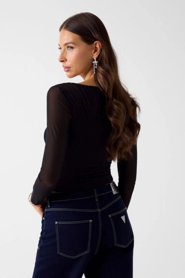 Guess Crop Bluz Siyah
