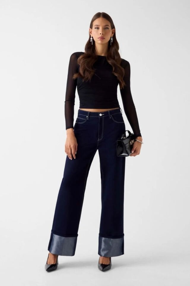 Guess Crop Bluz Siyah