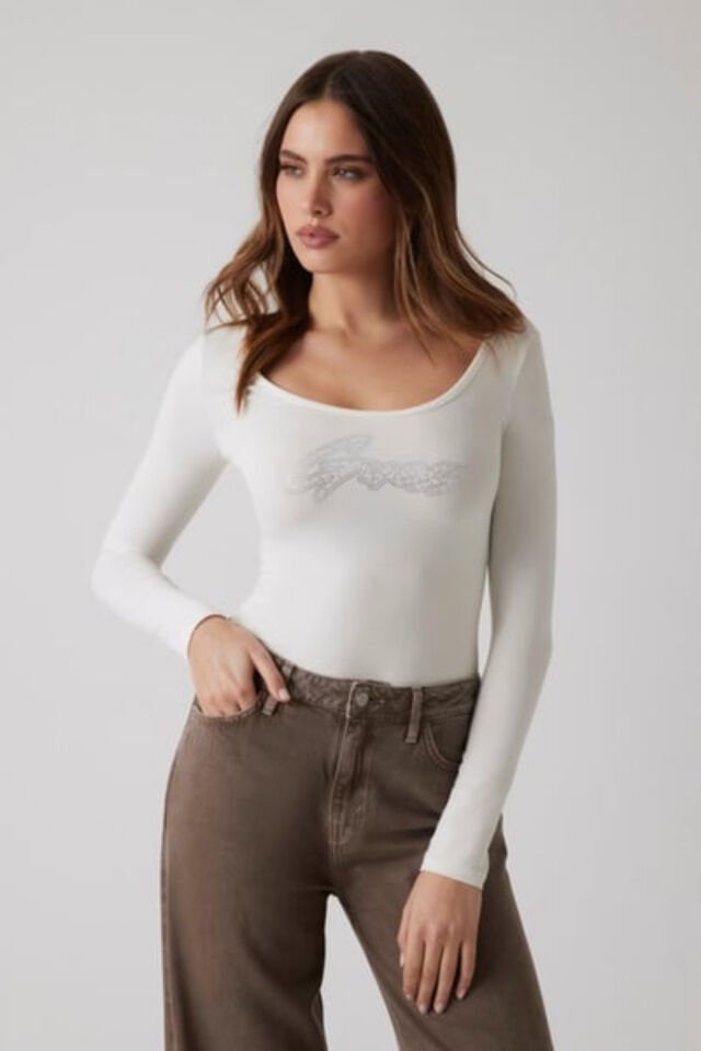 Guess Kadın Bodysuit Ekru
