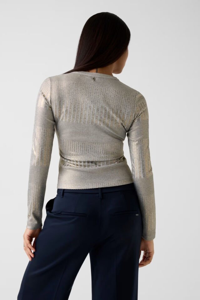 Guess Metalik Efektli Triko Üst Gümüş