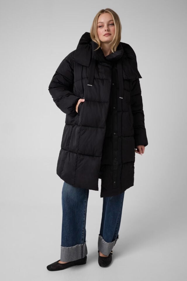 Guess Orta Boy Şişme Ceket Siyah