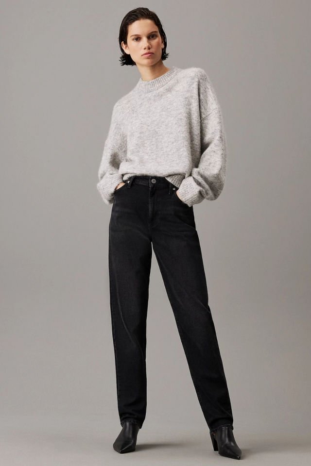 Calvin Klein Yüksek Bel Düz Model Denim Siyah Jeans