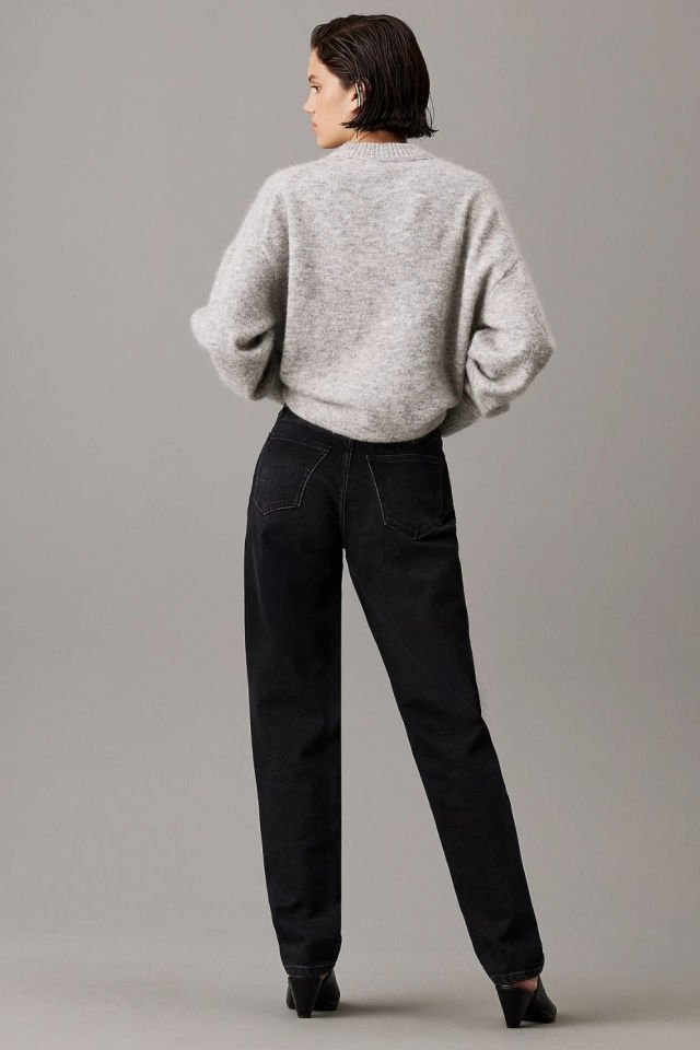 Calvin Klein Yüksek Bel Düz Model Denim Siyah Jeans