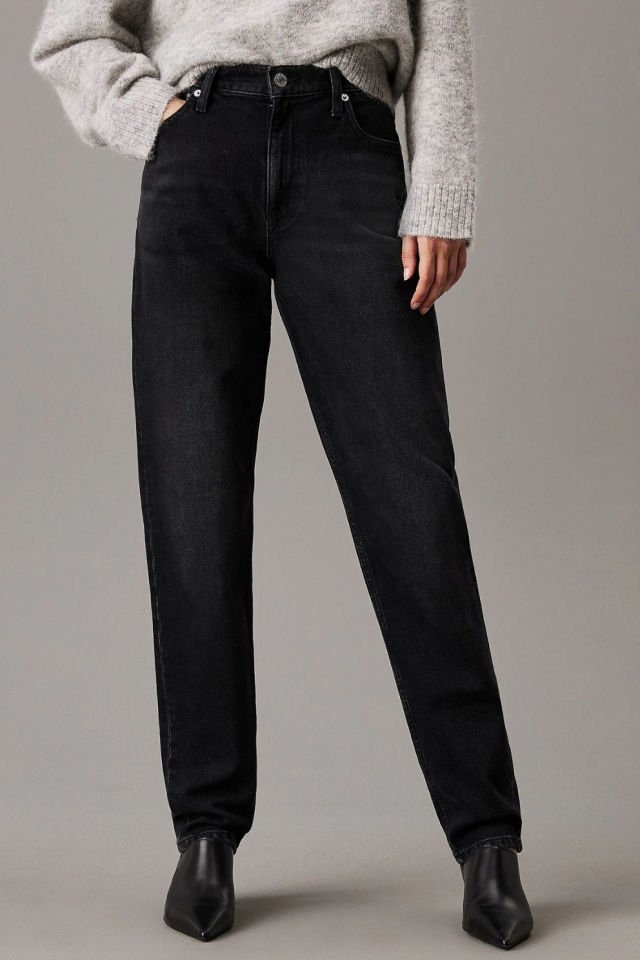 Calvin Klein Yüksek Bel Düz Model Denim Siyah Jeans