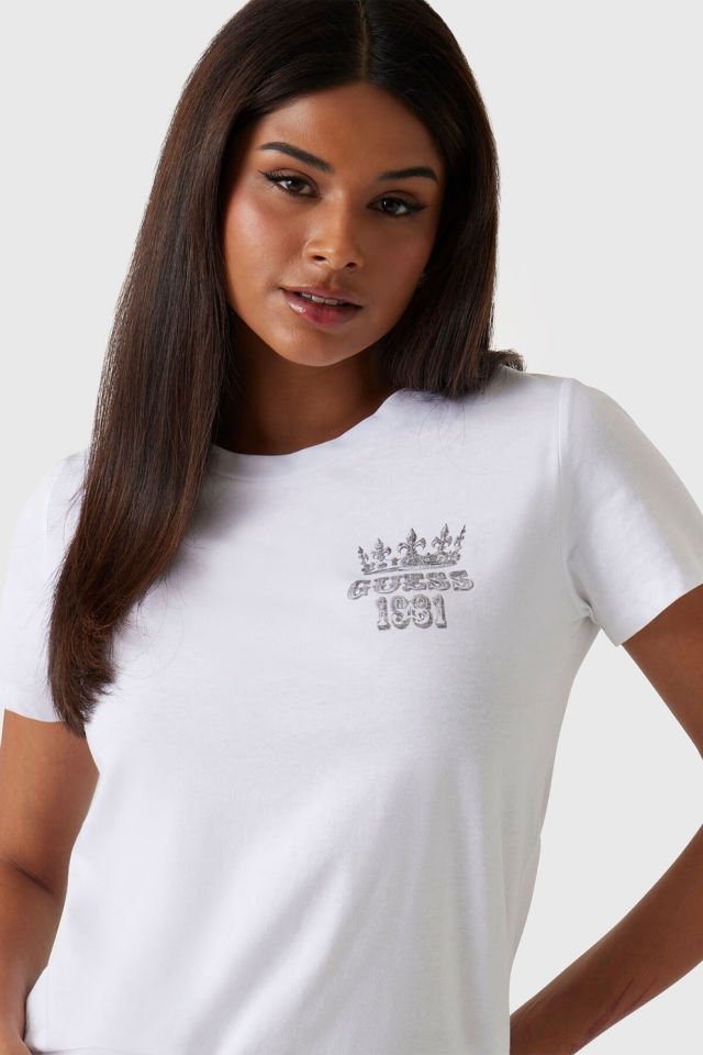 Guess Ss Naturescape Baskılı Regular Fit Bisiklet Yaka T Shirt  Beyaz