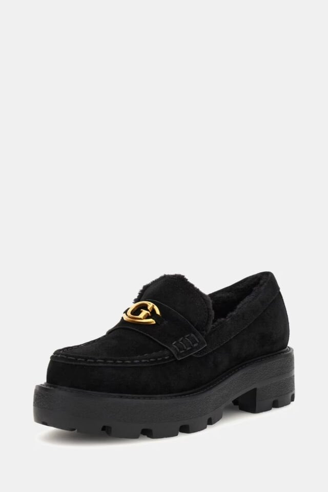 Guess Yanikay Deri Karışımlı Makosen Ayakkabı Siyah