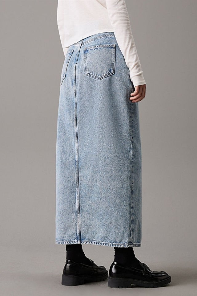 Calvin Klein Kadın Maxi Denim Etek Açık Mavi