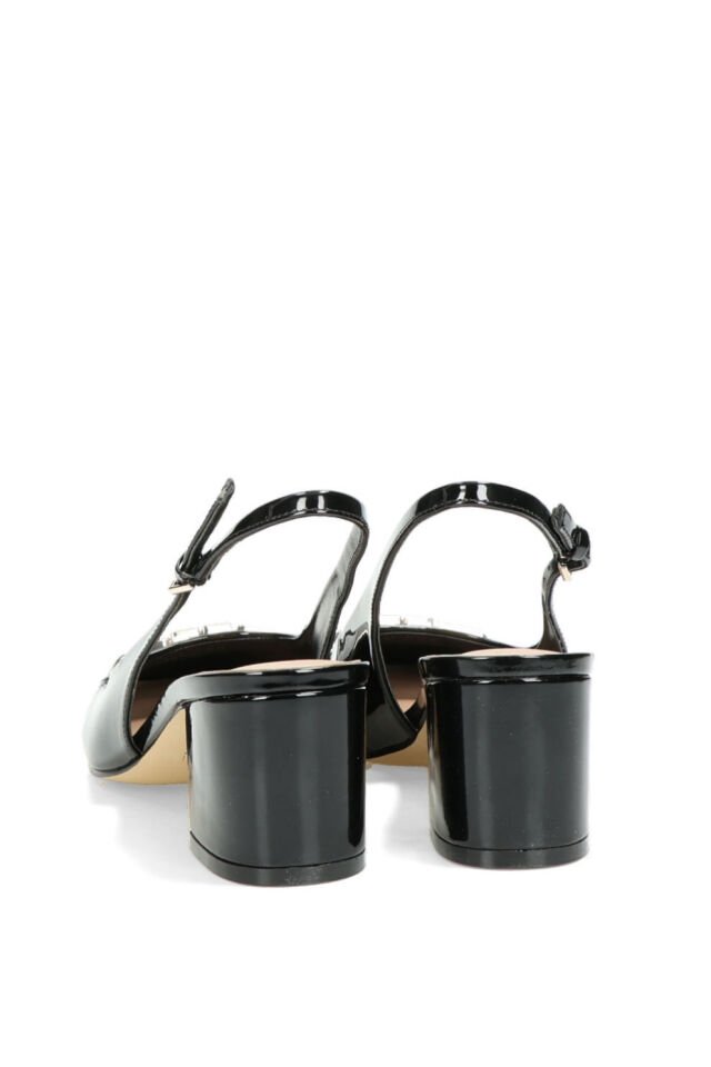 Guess Deri Üstü Logo Detaylı Şık Topuklu Ayakkabı Siyah